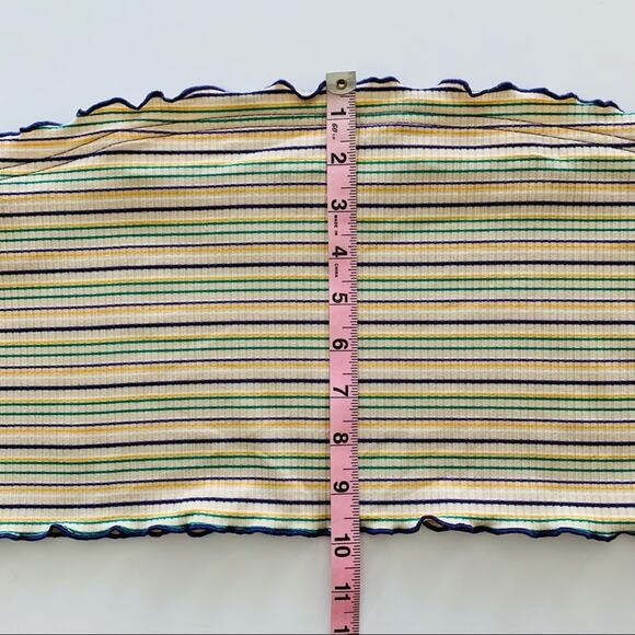 BP Multicolor Stripe Ribbed Lettuce Hem Crop Tube Top XL - Picture 3 of 8
